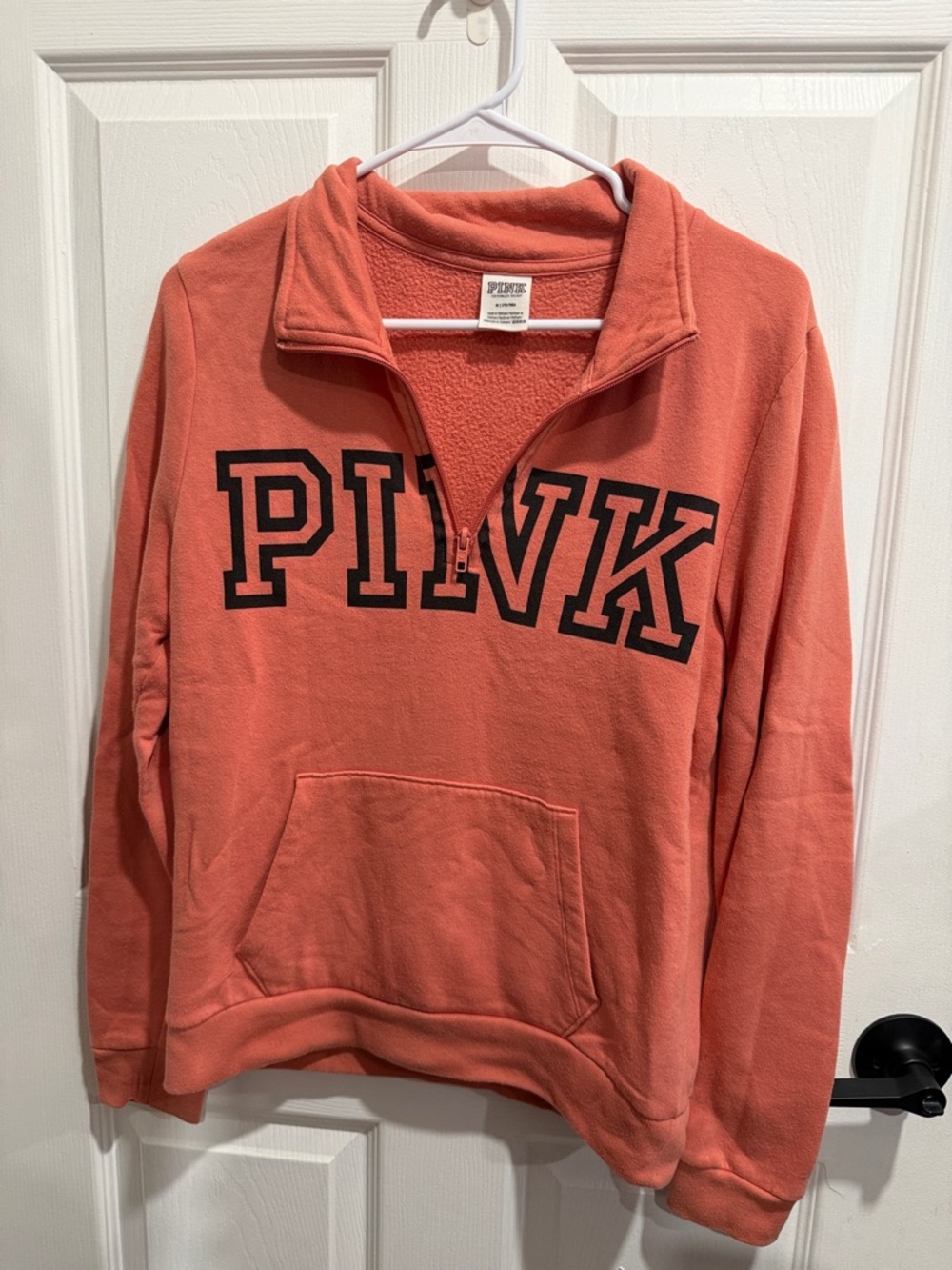 PINK Victoria's Secret Coral Half-Zip Fleece Pullover
